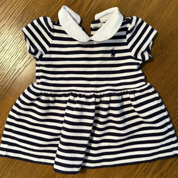 white christmas dresses Ralph Lauren - Baby Ruffled Polo Dress & Bloomer-French Navy main image 1